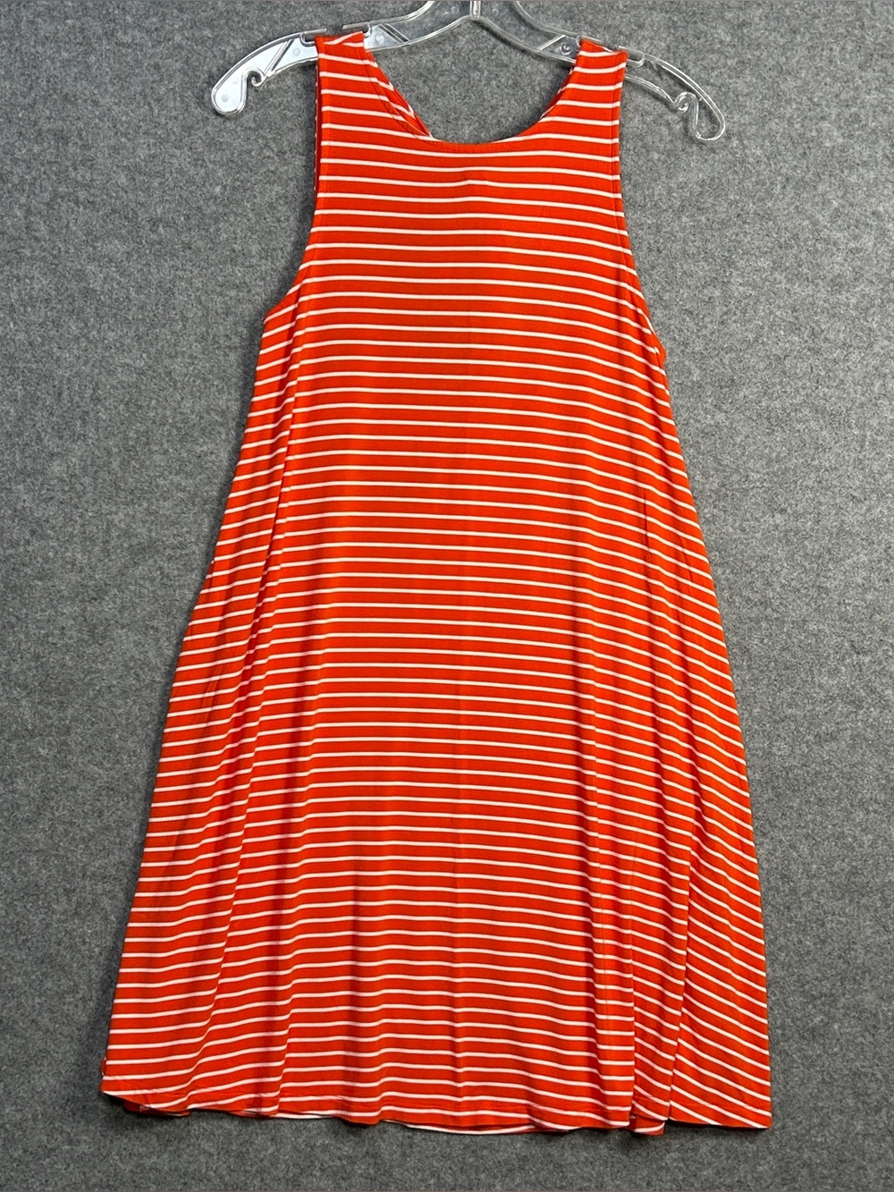 Old Navy M Sleeveless Orange White Striped Swing Dress Nautical Travel Casual